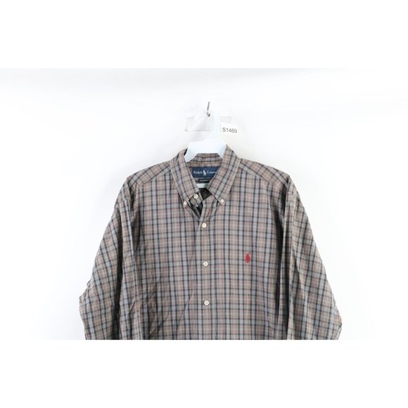 Vintage Ralph Lauren Mens Medium Faded Collared Long Sleeve Button Shirt Plaid - Picture 2 of 6